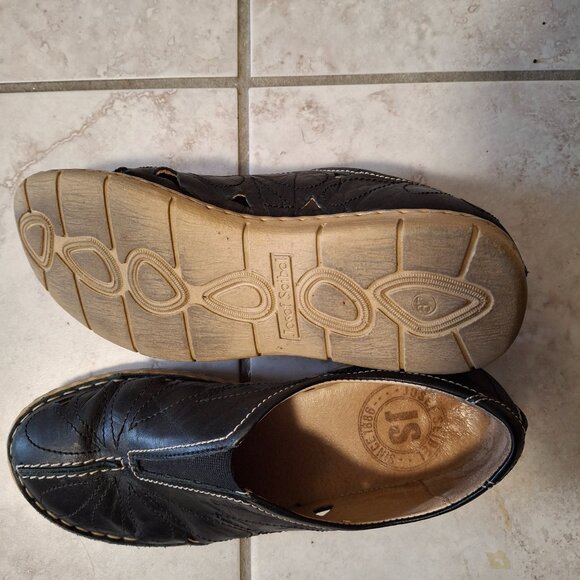 Josef Seibel Black Leather Slip-On Shoes - Women's Size EU 37 - Picture 2 of 6